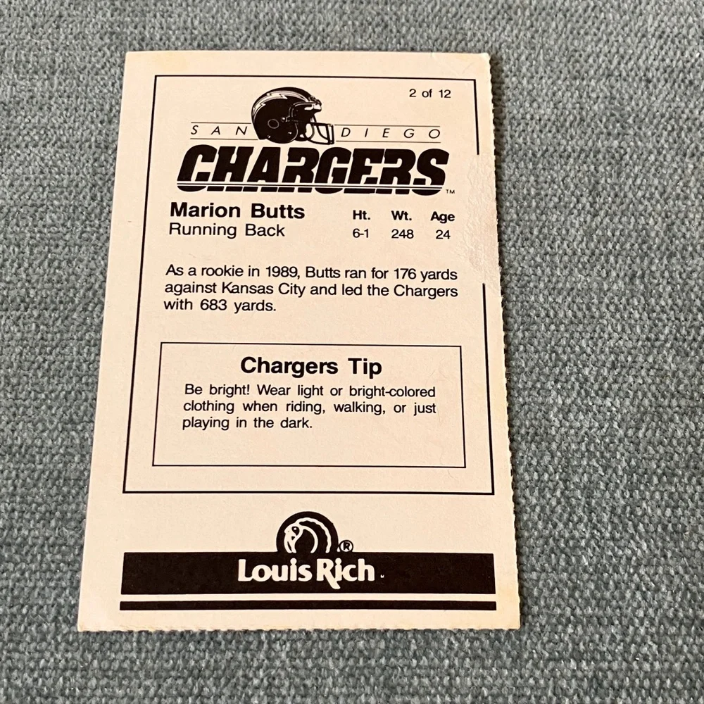 Chargers NFL Football Trading Card Football Card